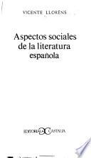 Libro Aspectos sociales de la literatura española