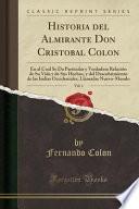 Libro Historia del Almirante Don Cristobal Colon, Vol. 1